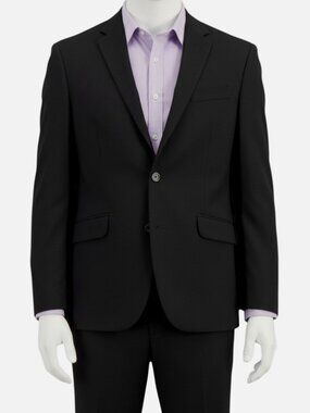 Kenneth Cole Men's Black Techni-Cole Slim-Fit 2-Piece Suit Jacket Pants 38S